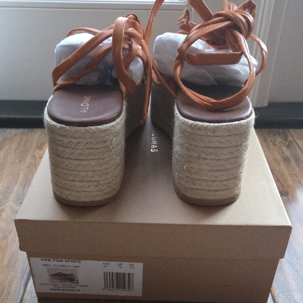 ALOHAS Paw Paw Spritz Orange Espadrille Flatform Sandals. NWT. Size 41 - Picture 4 of 7
